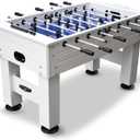 Hathaway Highlander 55-in Outdoor Foosball Table Adult Size - White Soccer Table Game Set with Waterproof Surface, Anti-Rust Rods, Ergonomic Handles, Nylon Cover, 2 Scorers, and 2 ABS Foosball Balls