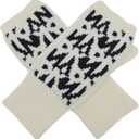 BRUCERIVER Womens Winter Knit Soft Fingerless Mitten Gloves Geometry Design On Top