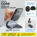 Rolling Square Edge Pro Core - Magnetic Mount Phone Holder Stand for Computers and Tablets | Secure Metal Plate Adhesive or Standalone Mode Compatible with MagSafe, Qi, and Non-MagSafe Devices, Black