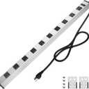 10 Outlet Plugs Heavy Duty Metal Power Strip, Aluminum Workshop Socket with 4FT Long Cord and Power Switch. 15A, 125V, 1875W (Silver)