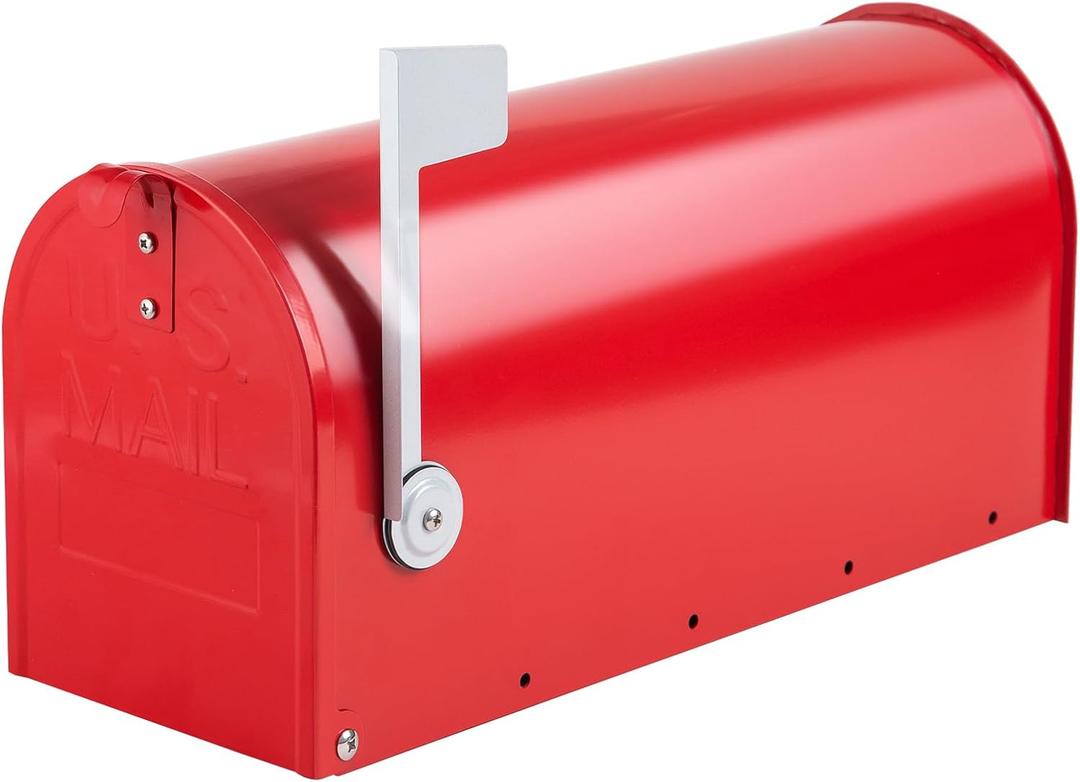 RAINHOL Metal Mailboxes for Outside Post Mount, Galvanized Steel Standard Mail Box, 20 x 8.9 x 6.7 inches, Medium Compacity, Red Mailbox