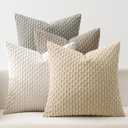 MIULEE Throw Pillow Covers Soft Couch Decorative Set of 4 Boho Striped Cushion Corduroy Pillowcases Farmhouse Rustic Mid Modern Home Decor for Couch Bed Sofa Living Room 18x18 Inch Neutral Harmony