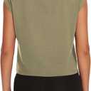 Womens Workout Crop Tank Tops Loose Sleeveless Summer T Shirts Oversize Active Yoga Gym Tee Y2k (L)