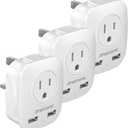 3 Pack US to UK Ireland Travel Plug Adapter, Anstronic International Power Adaptor with 2 USB, 4 in 1 Type G Power Outlet Adaptor for USA to England Kenya Dubai Irish Scotland