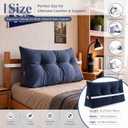 Wesiti Triangular Headboard Wedge Pillow Twin Dorm Bed Backrest, Dark Blue