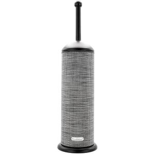 BROOKSTONE - Metallic Toilet Brush with Holder, Long Handle for Deep Bowl Cleaning, [Splash Protective Disc], Stylish Modern Space Saving Design, Leakproof Inner Container