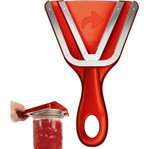 Jar Opener for Weak Hands & Seniors with Arthritis, Easy Twist-Off Lid & Bottle Opener, Ergonomic Handle with Stainless Steel Teeth, Practical Kitchen Gift for Elderly, Women & Men (0.25.3 in, Red)