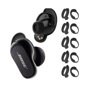 Bose QuietComfort Ear Tips Covers - 5 Pairs, Anti Slip Silicone Sport Wingtip, Compatible with QC Earbuds 2 & Ultra (Black)