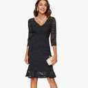 Atnlewhi Womens 3/4 Sleeve Slim Fit Lace Cocktail Dresses Party Wedding Guest V Neck Formal Evening Bodycon Dress, Size M