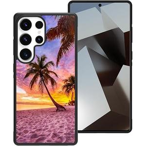OOK Compatible with Samsung Galaxy S25 Ultra Case Anti Slip Shockproof Protective Case for Samsung Galaxy S23 Ultra 5G Sunset Pink Beach
