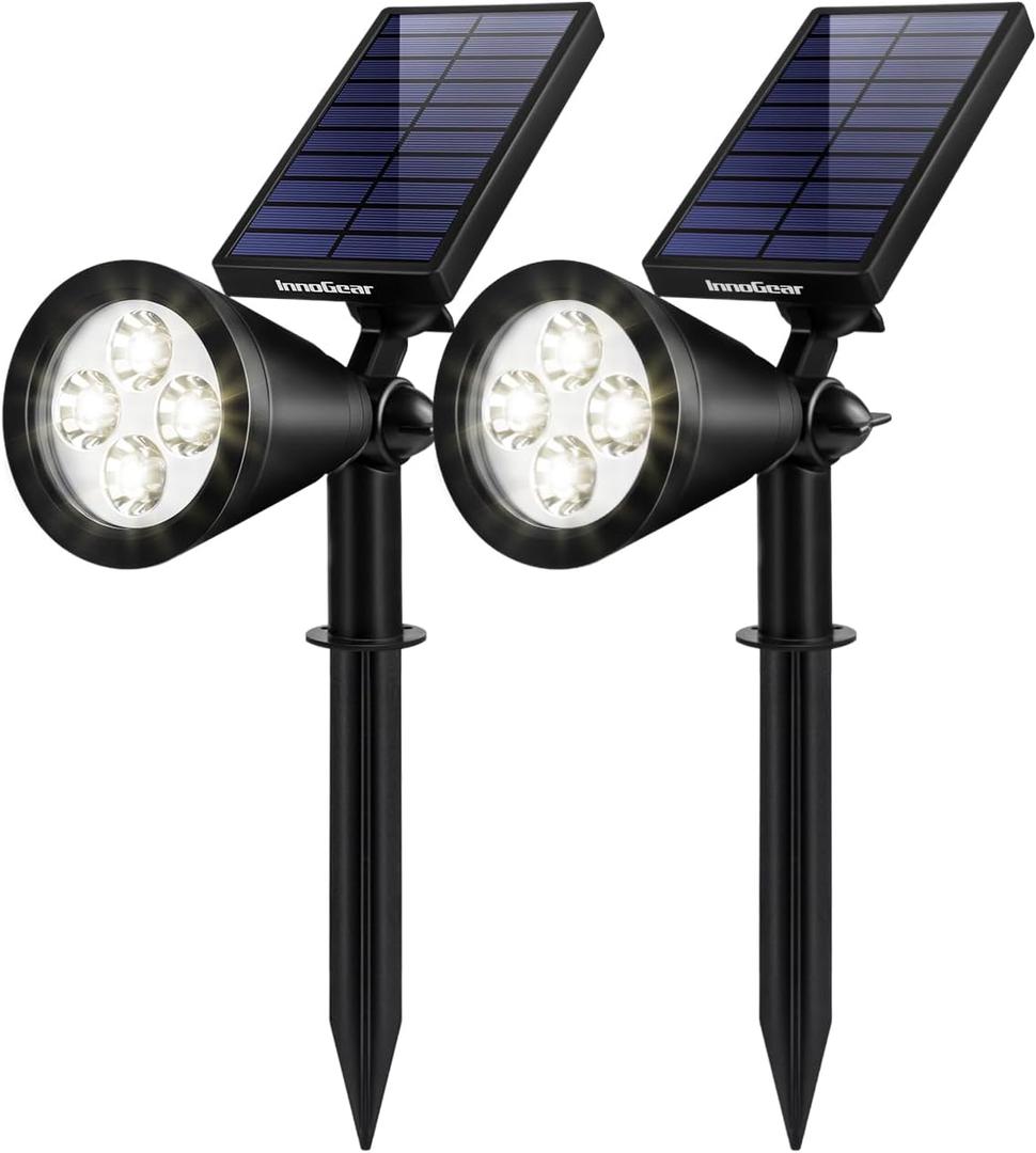 InnoGear Solar Lights Outdoor Waterproof Solar Garden Light for Outside Yard Landscape Lighting Pathway Spot Lights Spotlight Wall Light Auto On/Off, Pack of 2 (White)