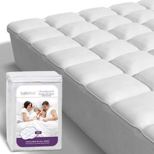 SafeRest CloudGuard - King Size Hybrid Mattress Protector & Pad (Extra Padded) - Waterproof Quilted Pillow Top Mattress Cover - Thick, Plush & Fitted Mattress Topper for Bed
