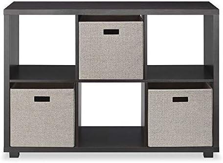 Whitmor Deluxe 6 Cube Organizer with 3 Fabric Cubes, Espresso
