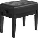 SONGMICS Adjustable Wooden Piano Bench Stool with Sheet Music Storage Black ULPB57H, 13.2"D x 21.6"W x 21.7"H