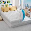 OhGeni Cooling 4 inch Dual Layer Full Mattress Topper, 2 inch Cooling Gel Memory Foam, 2 inch Down Alternative Pillow Top Pad, Mattresses Cover for Bed, Medium Support, Fits 6-19 Deep Pocket (White)