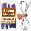 Fun Squirrel Magnetic Cable Ties 24 Pack, Reusable Silicone Cord Organizers for Home & Office, Strong Magnetic Hold, Assorted Colors, Ideal for Cable Management, Novelty Gift