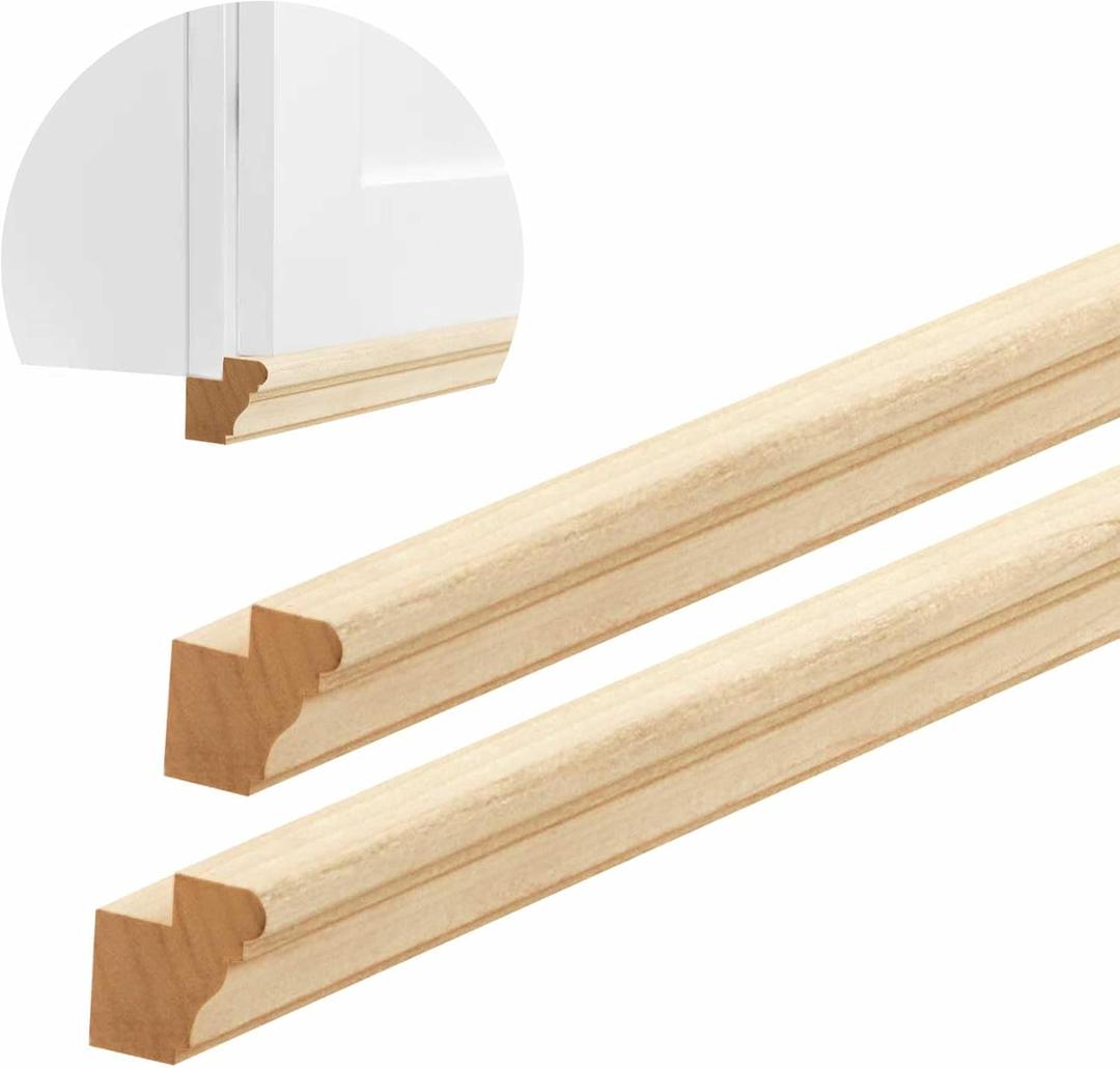 DoubleFill 2 Pack 47" Kitchen Cabinet Light Rail Molding 1-3/8" Wide x 1-3/8" Trim Wood Unfinished Kitchen Cabinet Molding for DIY Cabinetry, Yellow Poplar, 94" Total