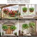 Kingbuy 10 Inch Metal Hanging Planter Basket with Coconut Liner Wire Plant Holder Watering Flower Baskets Round Pot Hanger Garden Decoration for Indoor Outdoor