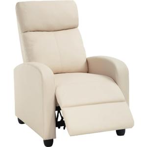 BestMassage | Recliner Chair | No Massage Function | Pu Beige | with Lumbar Support, Adjustable Push Back, Wide Armrests, Footrest & Padded Seat | Easy Assembly | for Living Room, Home Theatre