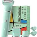 Electric Shaver for Women,3-in-1 Bikini Trimmer for Women & Body Shaver, IPX7 Waterproof,Hypoallergenic Ceramic Blades,USB-C Fast Charging,Travel Trimmer for Face, Legs,Bikini Line & Foil,Green