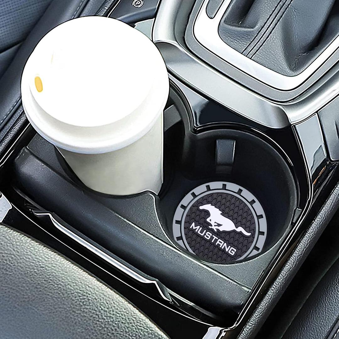YUIQIEUY Car Cup Holder Coaster for Ford Mustang Recessed Silicone Cup Holder Coaster Interior Accessories 2.75IN 2Pack