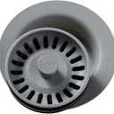 Elkay LKQD35 Polymer 3-1/2" Disposer Flange with Removable Basket Strainer and Rubber Stopper - Greystone