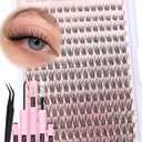 Lash Clusters Kit Wispy Eyelash Clusters Kit DIY Lash Extension Kit Natural 195pcs Cluster Eyelash Extensions Kit C Curl Individual Lashes 9-16mm Lashes Clusters Kit