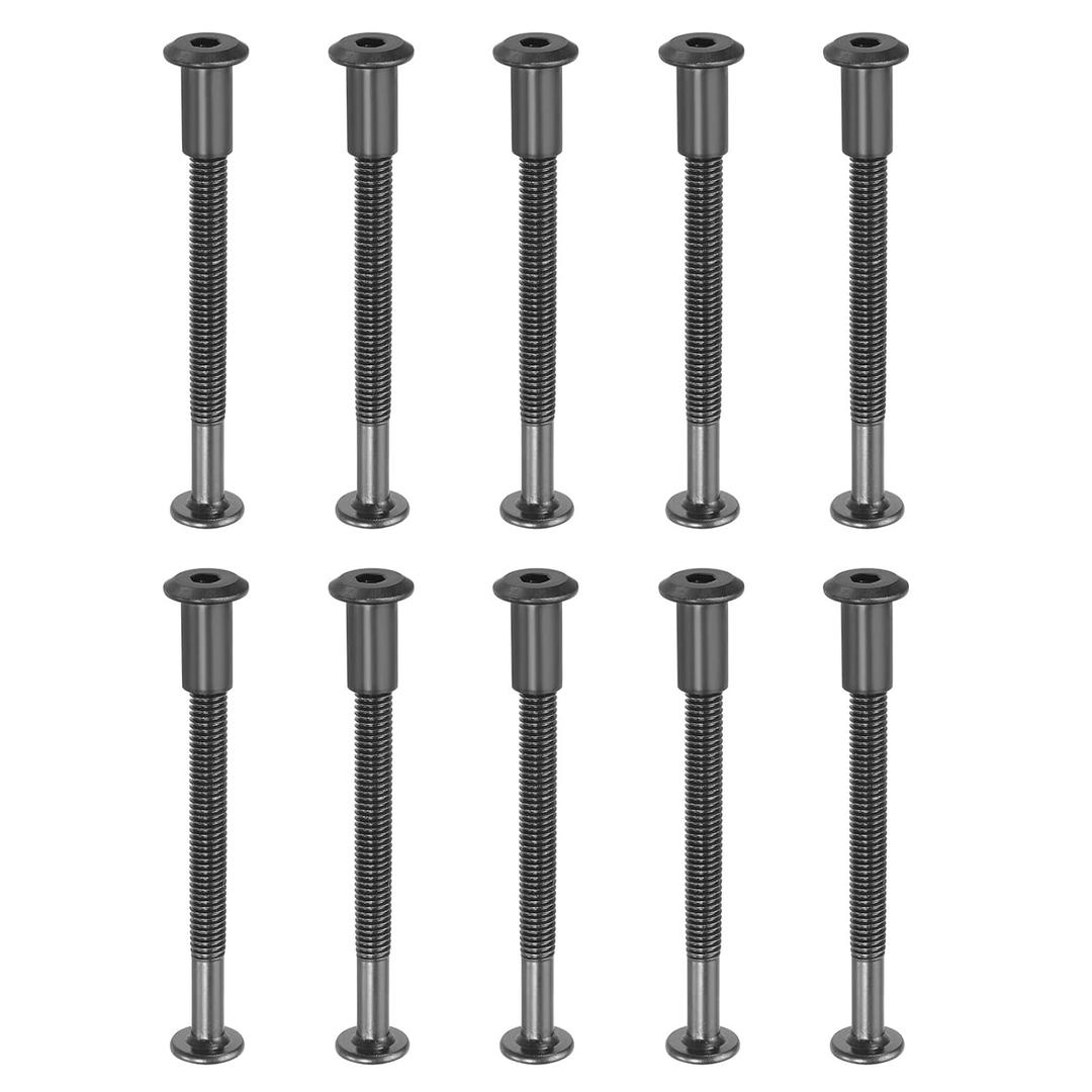 PATIKIL 10 Set Hex Chicago Screws, Metric Hex Drive Socket Cap 6 x 70 mm Bolts and 6 x 15 mm Nuts Binding Screw Posts for Scrapbook Leather Belt Album Furniture Repair, Black