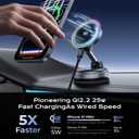 Qi2.2 Magnetic Car Mount Charger,25W Fast Wireless Charging Stand with RGB Light,360 Rotating Suction Phone Holder for Your Car,Compatible with iPhone 12-17,S26/S25