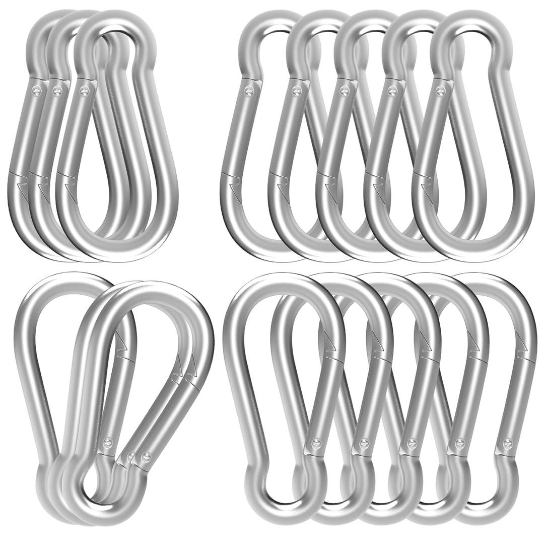 Carabiner, Heavy Duty Galvanized Steel Spring Snap Hook Carabiner Clips with 550LBS Holding Capacity, Ideal for Outdoor, Hammock, Swing and Travel (M8 3Inch, 24PCS)