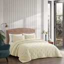 Pre-Washed 100% Cotton Muslin Gauze Comforter Set, 3 Piece King/Cal King Quilt Set, Duvet Insert with Corner Loops, 1" Line Quilted, Ivory