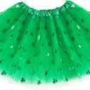 St. Patrick's Day Tutu Skirt for Women, Green Shamrock Adult Ballet Dance Tulle Dress Costume Party Dress (Green, M)