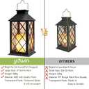 Yowin Solar Lanterns Outdoor Waterproof 2 Pack 14" Large Tempered Glass Hanging Solar Lantern with Flameless Candle, Garden Gifts, Wall Lamp for Backyard Porch Patio Lawn Vintage Decorations - Black