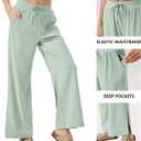 26"/28"/30" Inseam Womens Wide Leg Sweatpants Petite High Waist Summer Pants UPF50 Lightweight Beach with Pocket Split Leg (Small, Greenish Gray)