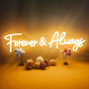 Forever And Always Neon Signs for Wall Decor Dimmable, USB Powered LED Light Sign, Forever & Always Neon Sign for Wedding Anniversary, Bedroom, Bar Decoration, 22.5"x6.6", Warm White