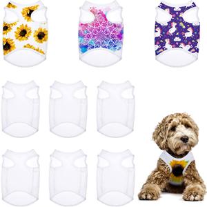 8 Pieces Sublimation Blank Dog Shirt, Heat Transfer Dog Apparel Pajamas, Heat Press Lightweight Puppy Vest, Cool Breathable Clothes for Small Medium Wearing(S)