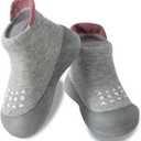Hstyle Baby Sock Shoes Toddler Walking Shoes Infant Non-Slip Slippers Soft Rubber Sole Sneakers for Baby Boys Girls (Gray)