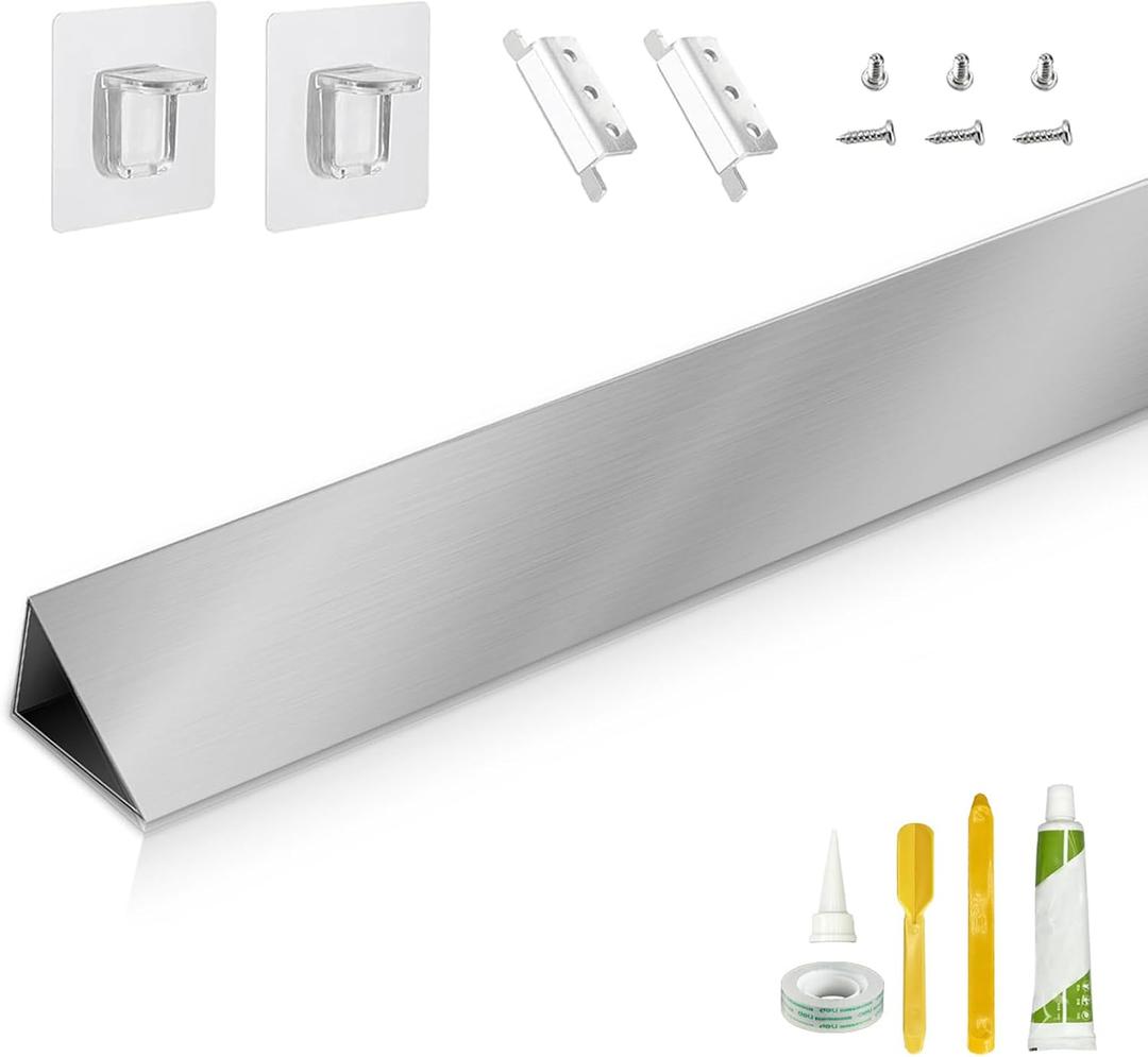 30" Slide-in Range Rear Filler Kit W10113901A, Stove Gap Universal Triangular Filler Strip, Top Trim Kit Between Stove and Wall for Whirlpool & Most Brand, Aluminum Gap Cover Silver