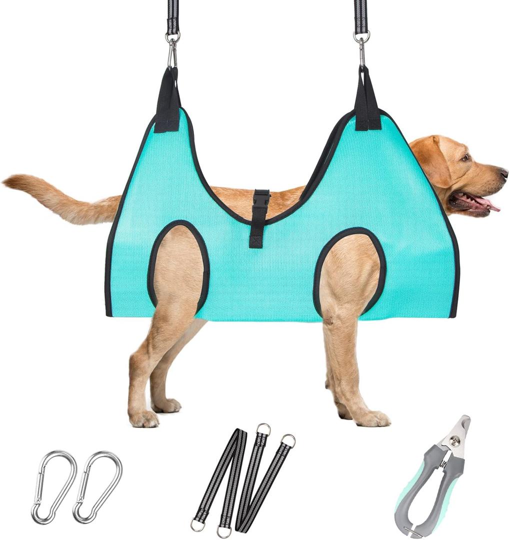 Dog Grooming Hammock - Upgrade Pet Grooming Harness for Nail Trimming (XL 80lb), Dog Sling for Nail Clipping, Dog Hanging Holder Hanger for Cutting Nail with Nail Clippers (Green)