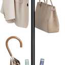 Coat Rack Freestanding, Heavy Duty Coat Tree with Umbrella Holder, Multi-Functional Metal Hall Tree with 12 Hooks and Stand Elegant Storage for Coats, Hats, Bags in Entryway, Bedroom, Office (Black) 