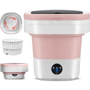 Portable Washing Machine 16L Mini Laundry Washer 3 Modes with Spin Basket Laundry Machine Cleaning Depth Underwear,Baby Clothes Small Shirt for Apartments Dormitories Hotels and Camping (Pink)