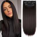 Dark Brown Hair Extensions Straight Clip in Hair Extensions Clip ins - Soft and Thick (20 Inches, 4Pcs, #6)