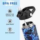 Boys Water Bottle with Straw,18 oz Kids Insulated Cups with Stainless Steel Leak Proof for School,Sport&TravelLightning