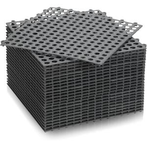 Tinideya 24 Modular Interlocking Floor Mat Rubber Tiles 12"x12" Drainage Interlocking Tiles Drain Holes Non-Slip Drainage Mats for Pool, Kitchen, Shower, Patio Pet Areas (Gray) (Round)