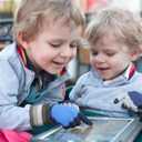 MIG4U Kid's Winter Gloves Warm Magic Stretch Knitted Glove for Children Teens Boys 3/6 pairs (Grey/Navy/Blue-6pairs)