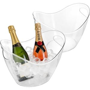 3.5L Ice Bucket for Parties 2 Pcs (in 1 Package), Portable Drink Bucket for Cocktail Bar, Plastic Champagne Cooler for Beverage/Wine/Beer, Mimosa Bar Supplies Chiller Tub with Scoop