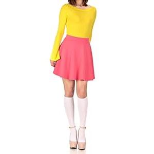 Basic Solid Stretchy Cotton High Waist A-line Flared Casual Skater Mini Skirt