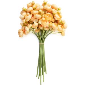 Ling's moment Ranunculus Artificial Flower, Faux Silk Mini Ranunculus Flowers for DIY Bouquet, Bulk Fake Wedding Filler Flowers for Centerpieces Arrangements Bridal Shower Decorations, French Yellow