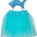 2 Pieces Fish Goldfish Marine Life Sea Animal Costume Headband and Tutu for Halloween Dress Up (Blue)