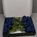 20PCS Artificial Dusty Blue Roses, 3.9'' Silk Flower Head Fake Blue Rose with Long Stems, Realistic Faux Roses Bouquet for Mother's Day DIY Wedding Home Party Office Decoration